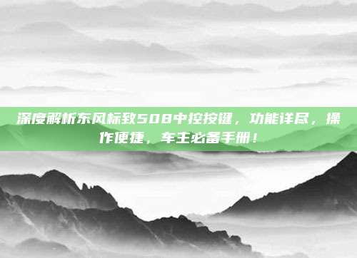 深度解析东风标致508中控按键,功能详尽,操作便捷,车主必备手册!