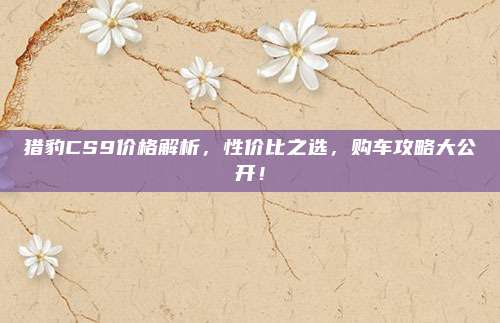 猎豹CS9价格解析,性价比之选,购车攻略大公开!