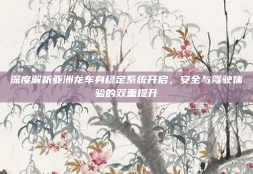 深度解析亚洲龙车身稳定系统开启,安全与驾驶体验的双重提升