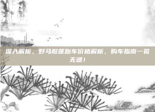 深入解析,野马敞篷跑车价格解析,购车指南一览无遗!