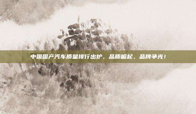 中国国产汽车质量排行出炉,品质崛起,品牌争光!