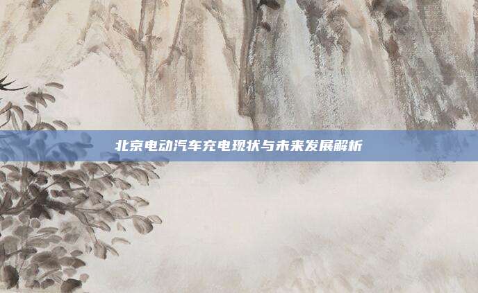 北京电动汽车充电现状与未来发展解析