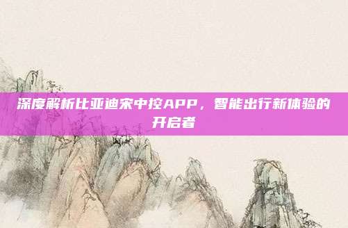 深度解析比亚迪宋中控APP,智能出行新体验的开启者