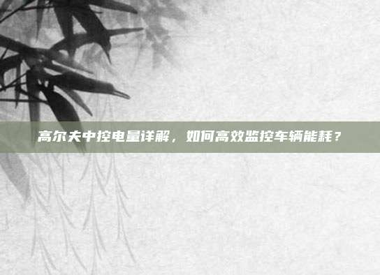高尔夫中控电量详解,如何高效监控车辆能耗?