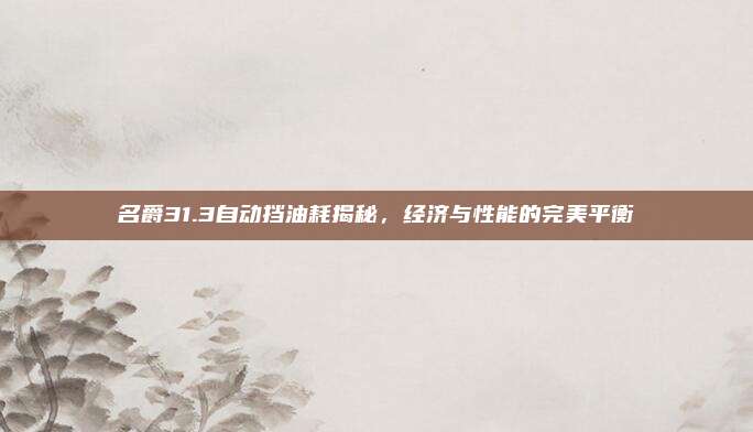 名爵31.3自动挡油耗揭秘,经济与性能的完美平衡