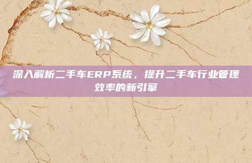 深入解析二手车ERP系统,提升二手车行业管理效率的新引擎