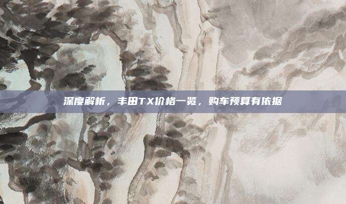 深度解析,丰田TX价格一览,购车预算有依据