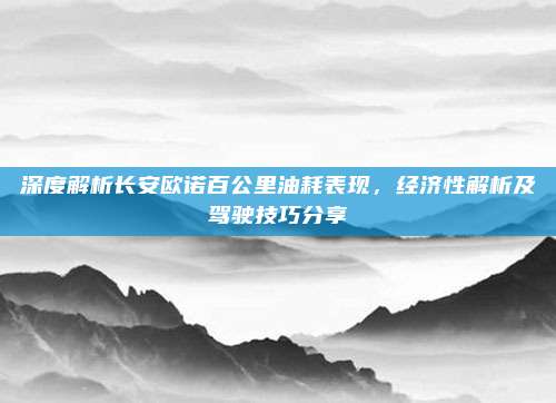 深度解析长安欧诺百公里油耗表现,经济性解析及驾驶技巧分享