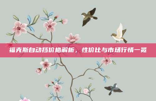 福克斯自动挡价格解析,性价比与市场行情一览