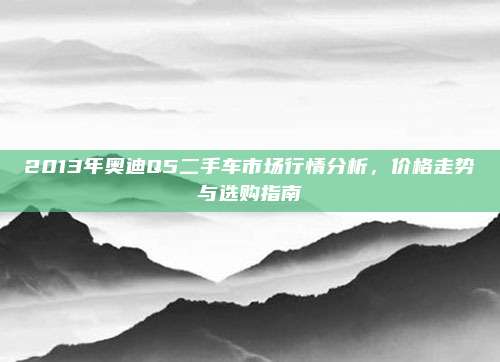 2013年奥迪Q5二手车市场行情分析,价格走势与选购指南