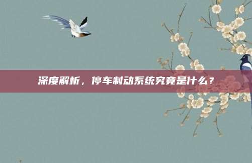 深度解析,停车制动系统究竟是什么?