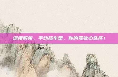 深度解析,手动挡车型,你的驾驶心选择!