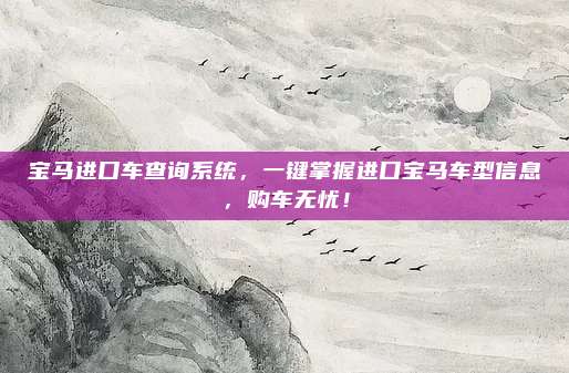 宝马进口车查询系统,一键掌握进口宝马车型信息,购车无忧!