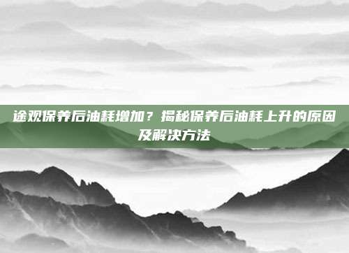 途观保养后油耗增加?揭秘保养后油耗上升的原因及解决方法
