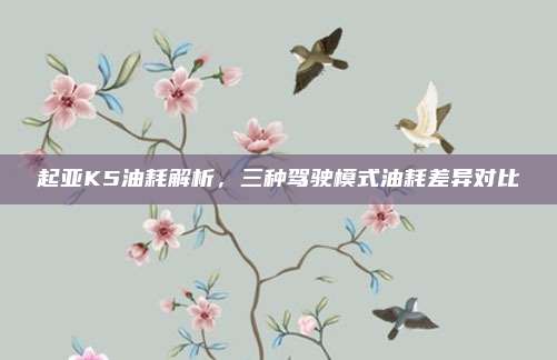 起亚K5油耗解析,三种驾驶模式油耗差异对比