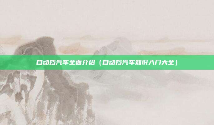 自动挡汽车全面介绍(自动挡汽车知识入门大全)