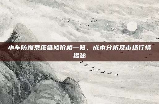 小车防爆系统维修价格一览,成本分析及市场行情揭秘