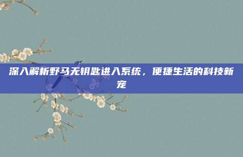 深入解析野马无钥匙进入系统,便捷生活的科技新宠