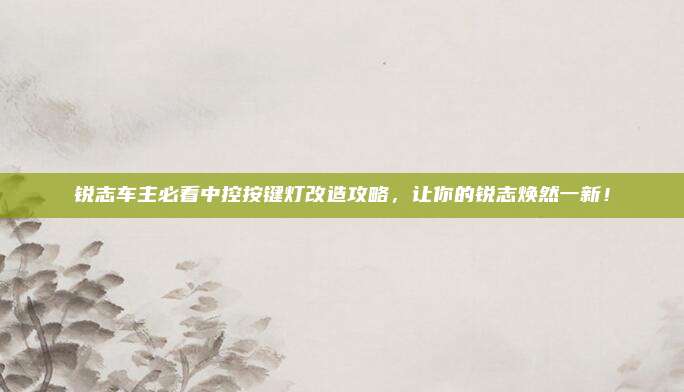锐志车主必看中控按键灯改造攻略,让你的锐志焕然一新!