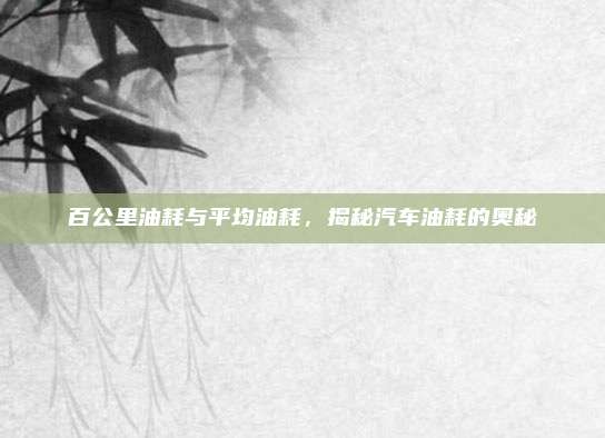 百公里油耗与平均油耗,揭秘汽车油耗的奥秘