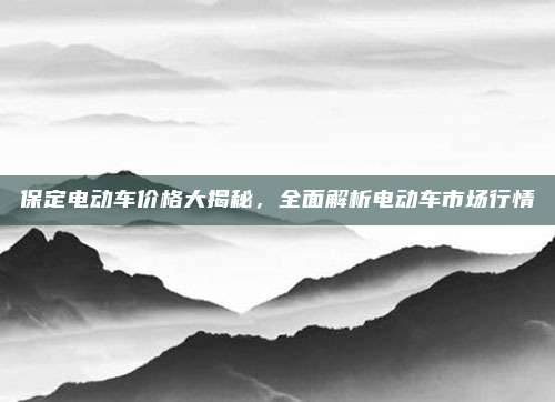 保定电动车价格大揭秘，全面解析电动车市场行情