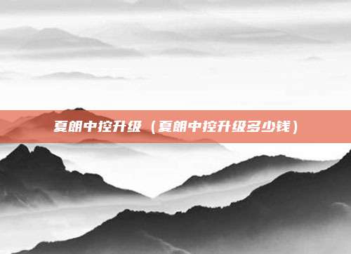 夏朗中控升级（夏朗中控升级多少钱）