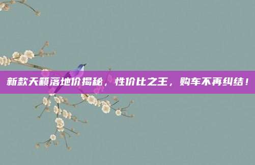 新款天籁落地价揭秘,性价比之王,购车不再纠结!