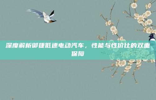深度解析御捷低速电动汽车,性能与性价比的双重保障