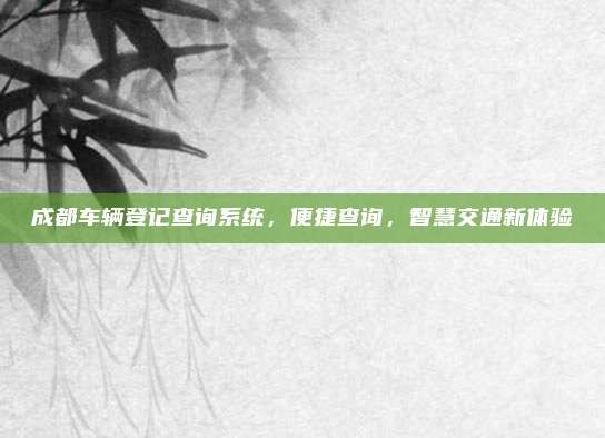 成都车辆登记查询系统,便捷查询,智慧交通新体验