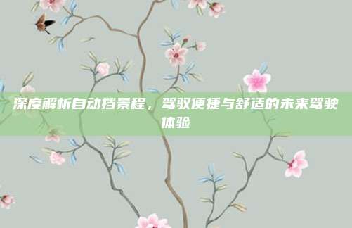 深度解析自动挡景程,驾驭便捷与舒适的未来驾驶体验