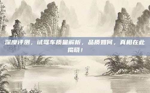 深度评测,试驾车质量解析,品质如何,真相在此揭晓!