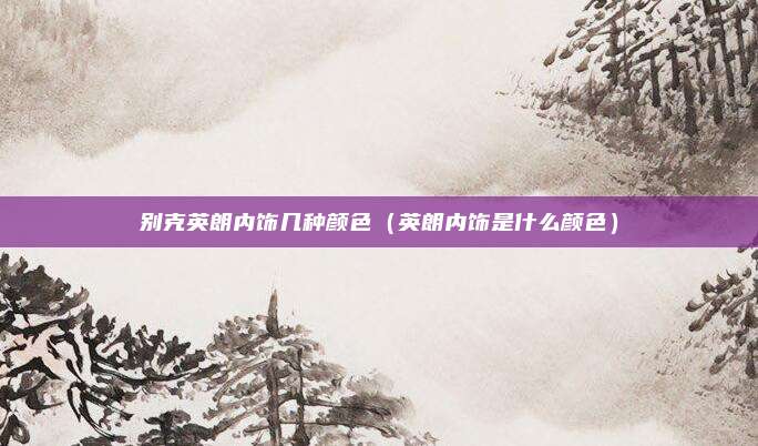 别克英朗内饰几种颜色（英朗内饰是什么颜色）