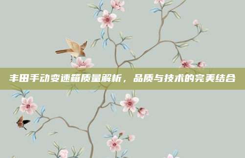 丰田手动变速箱质量解析,品质与技术的完美结合