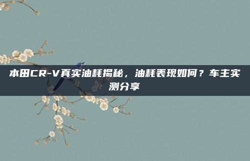 本田CR-V真实油耗揭秘,油耗表现如何?车主实测分享