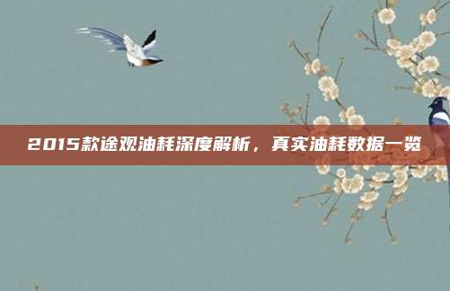 2015款途观油耗深度解析,真实油耗数据一览