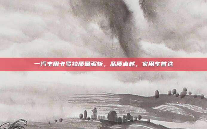 一汽丰田卡罗拉质量解析,品质卓越,家用车首选