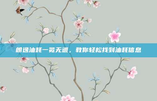 朗逸油耗一览无遗,教你轻松找到油耗信息