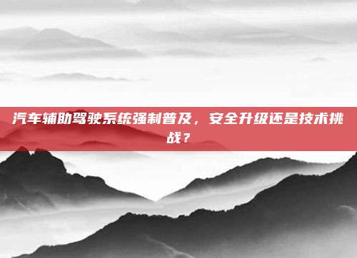 汽车辅助驾驶系统强制普及,安全升级还是技术挑战?