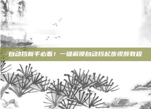 自动挡新手必看!一键解锁自动挡起步视频教程