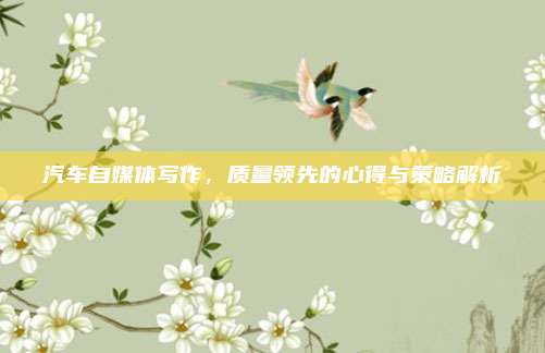汽车自媒体写作，质量领先的心得与策略解析