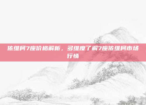 依维柯7座价格解析，多维度了解7座依维柯市场行情