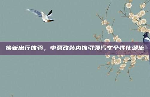 焕新出行体验，中意改装内饰引领汽车个性化潮流