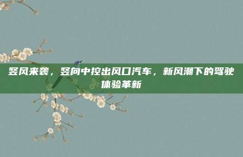 竖风来袭，竖向中控出风口汽车，新风潮下的驾驶体验革新
