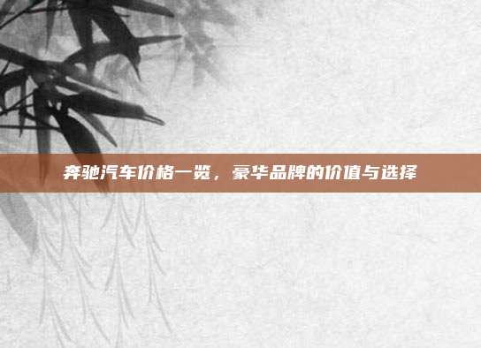 奔驰汽车价格一览,豪华品牌的价值与选择