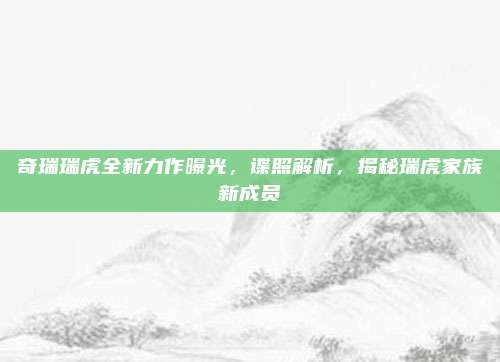 奇瑞瑞虎全新力作曝光,谍照解析,揭秘瑞虎家族新成员