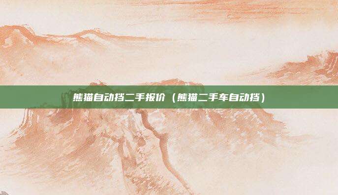 熊猫自动挡二手报价（熊猫二手车自动挡）