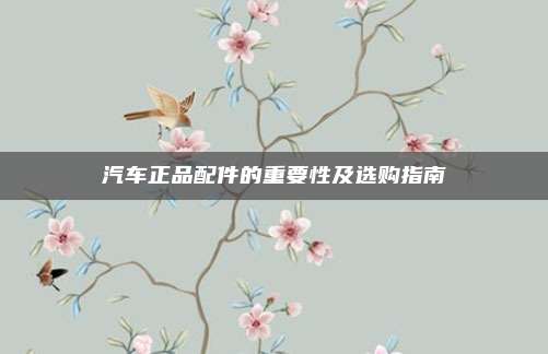汽车正品配件的重要性及选购指南