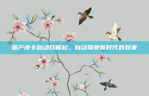 国产皮卡自动挡崛起,自动驾驶新时代的到来