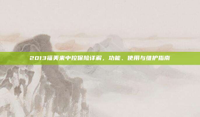 2013福美来中控保险详解,功能、使用与维护指南