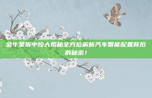 金牛星拆中控大揭秘全方位解析汽车智能配置背后的秘密!
